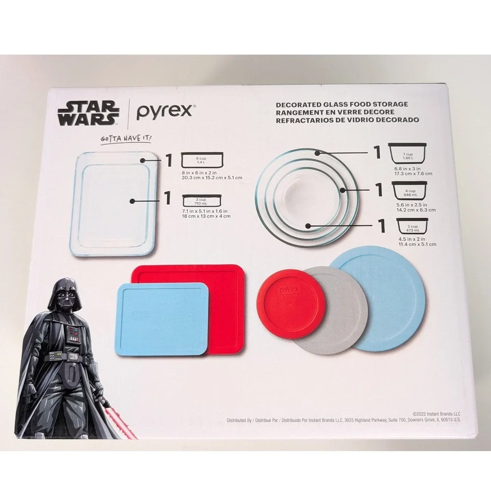 Pyrex Food Storage Set Star Wars 10pc Multicolor Darth Vader Grogu Glass SEALED